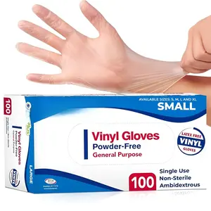 Vinyl Gloves Clear Small Size 100 Count | Heavy Duty, Non-Sterile, , Latex-Free Rubber |  Prep, Kitchen & Cleaning Gloves, Ideal for Professional Use
