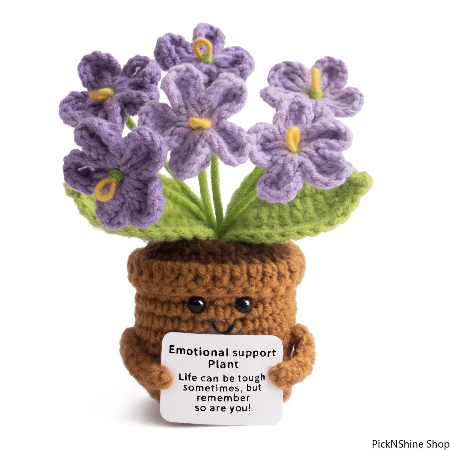 Decorative Home Ornament, Handmade Crochet Purple Forget-Me-Not Doll, Cute Potted Small Desktop Figurine, Cute Desktop Decoration, Cute Decor, Basic