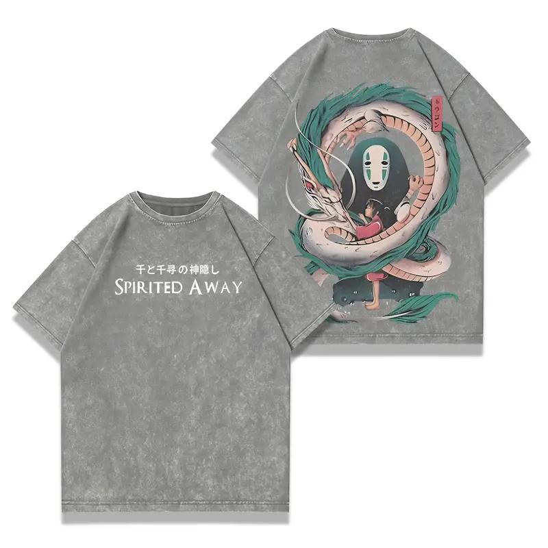 valentine shirts Retro Vintage Limited Spirited Away Chihiro Washed Tee Unisex Heavyweight Cotton Tshirt, Anime Lover, Streetwear anime merch