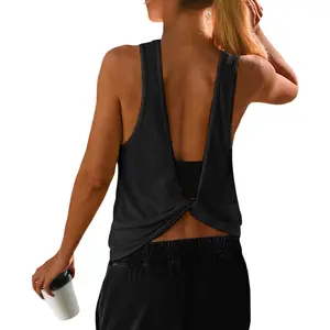 Open Back Workout Tops for Women, Athletic Backless Sleeveless Tank Tops, Running T Shirts for Yoga Going Out Gym Sports Fitness Clothing