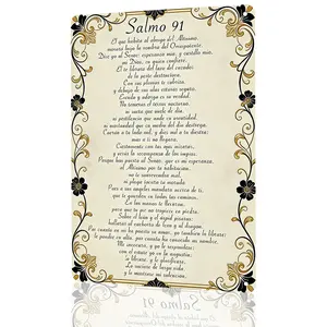 Salmo 91 8x12 Inch 2D Flat Aluminum Metal Sign, Spanish Psalm Religious Wall Decor for Christian Homes & Spiritual Spaces, 1Pc Vintage Decor