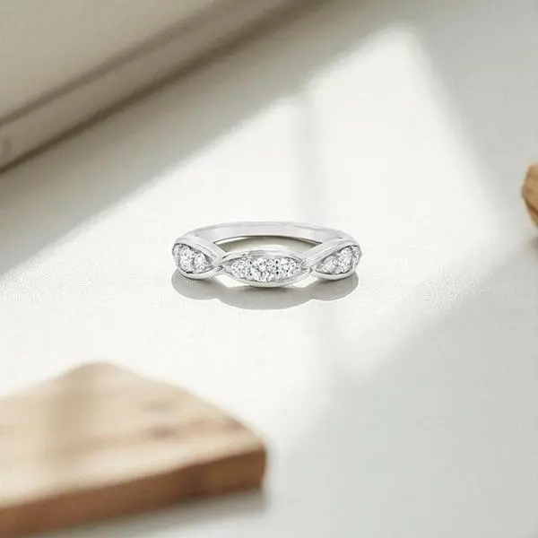 Women's 0.50 ctw Twist Lab-Grown Diamond Ring, 925 Sterling Silver, Size 7, Anniversary Jewelry