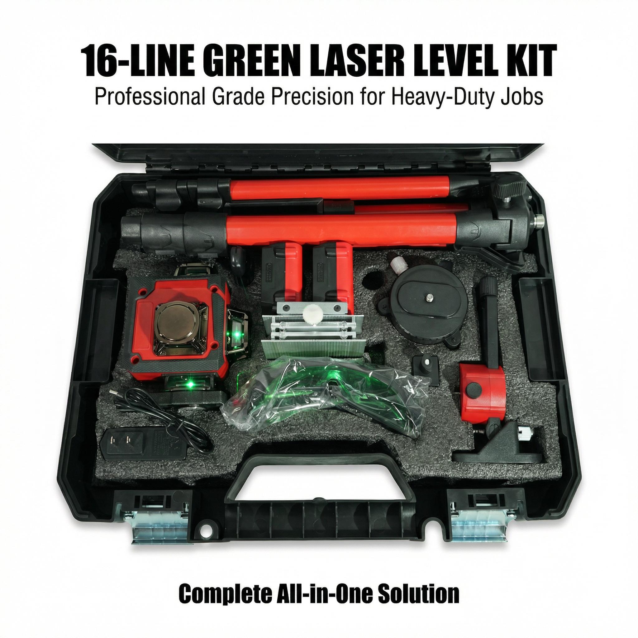 Milwaukee 16 Line Laser Level Kit For Construction Layout And Alignment With ±0.3mm Accuracy Dual Power System And Magnetic Base