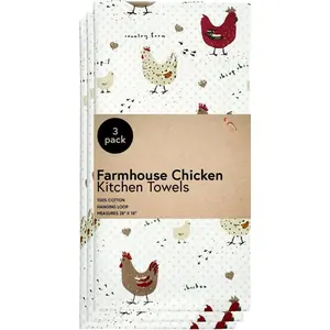 Farmhouse Chicken Kitchen Towels  , Set of 3
