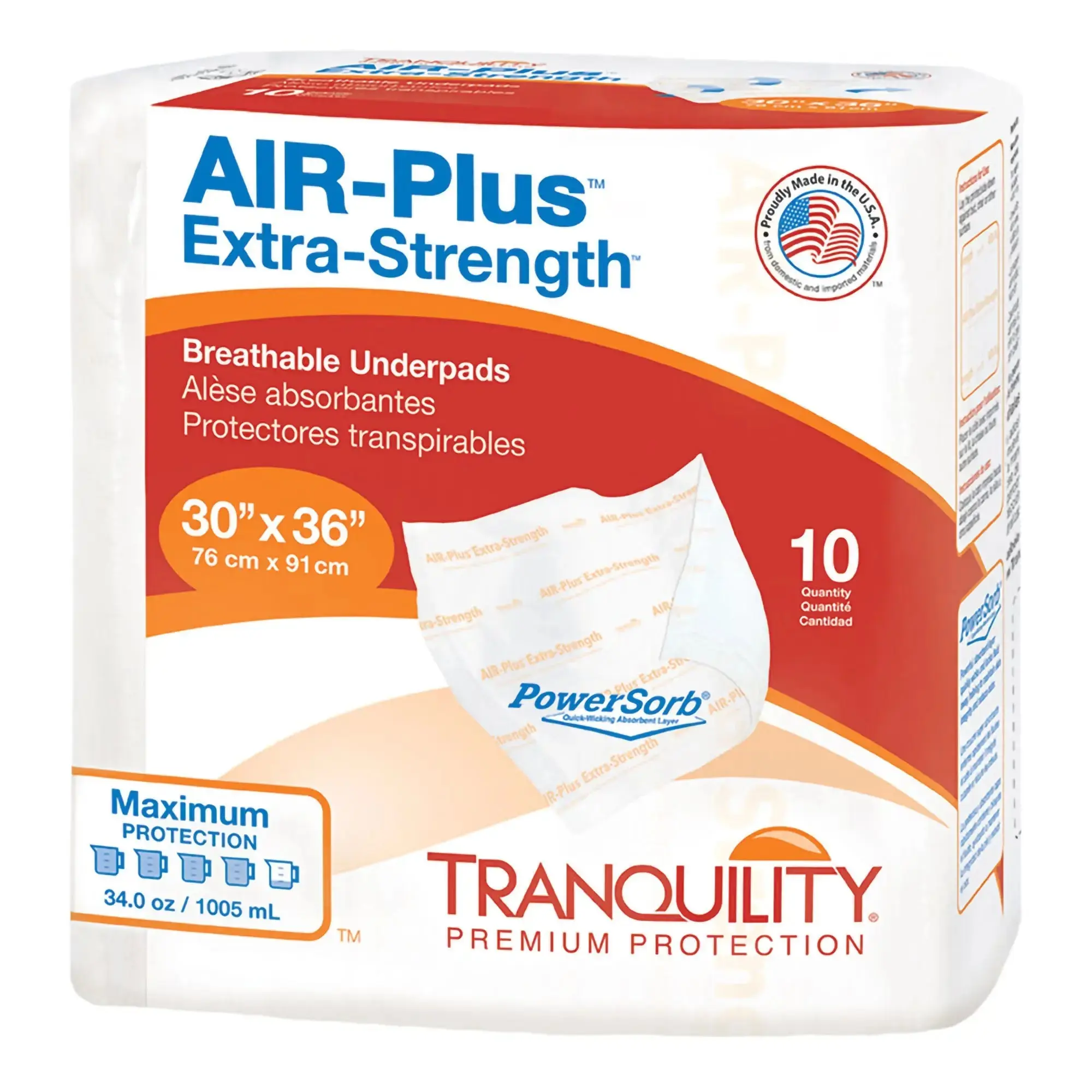 Tranquility Air Plus Breathable Underpads, 30 x 36 Inch, Extra-Strength Low Air Loss, Heavy Absorbency, #2711
