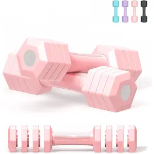 Adjustable Dumbbells Set, 4 in 1 Hand Weights Set  Women Men 10 LB/ 12 LB Dumbbell Pair Each 2lbs 3lbs 4lbs 5lbs Weights Dumbbells Set with TPU Soft Rubber Handle  Home Gym Exercise ness