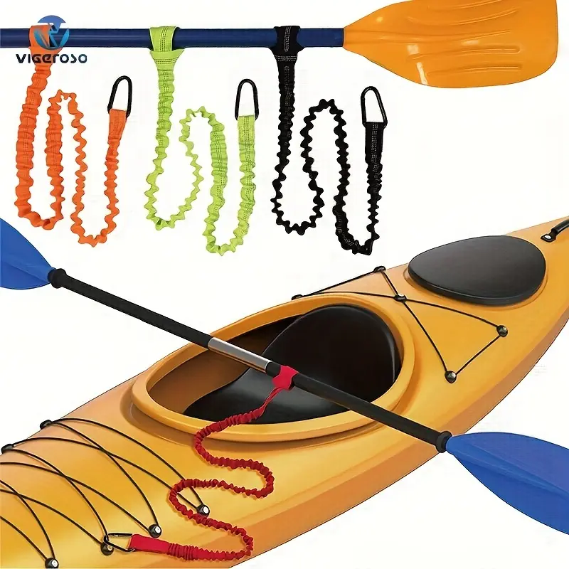 Vigoroso 1/3-Pack Premium Reflective Elastic Kayak Leashes - Safety Hooks, Coiled Lanyards, Anti-Lost Ropes, Durable Polyester Construction, Essential Water Sports & Kayaking Accessories, Kayak Leash
