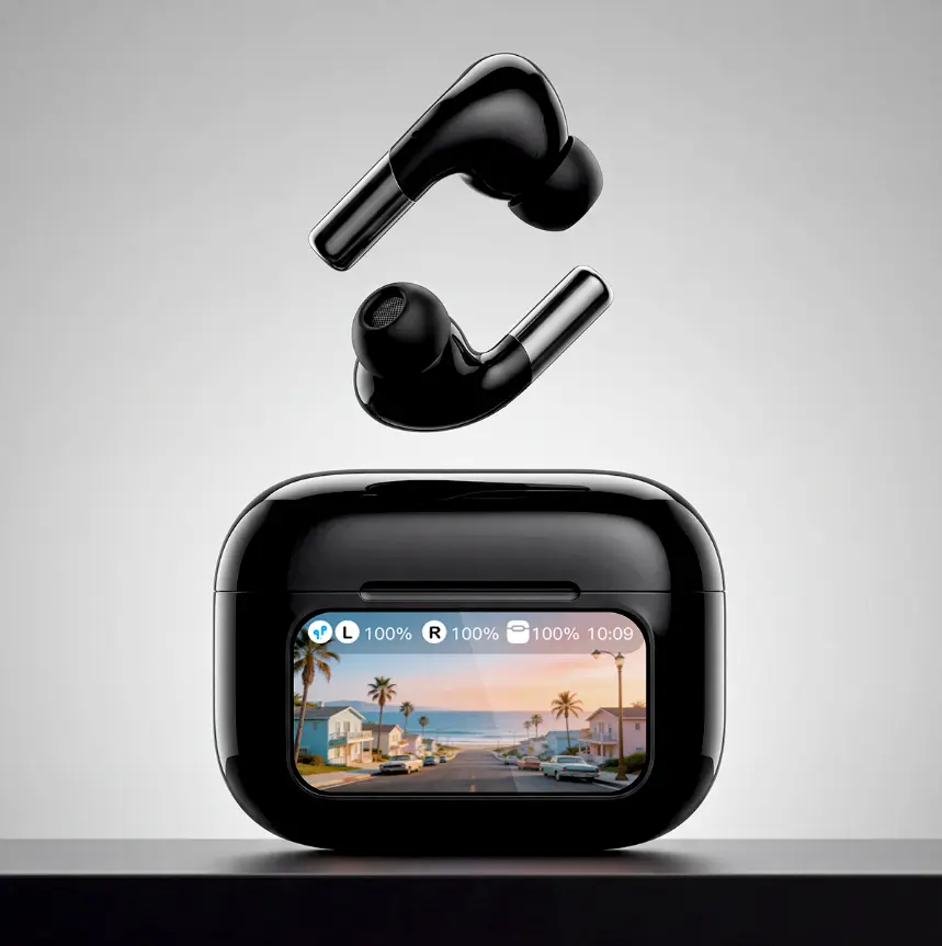 True Wireless Bluetooth Earbuds with Touch Control Screen, Bluetooth 5.4 Connection, Rechargeable Charging Case Portable In-ear Headphones