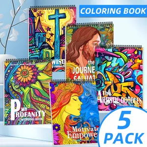 5-Pack Inspirational Bible Coloring Book Set | Stress Relief & Mindfulness for Adults | Unique Jesus-Themed Art Designs for Relaxation | Premium Quality, Spiral Bound, Easy & Fun Patterns for Creativity | Perfect Gift for Thanksgiving and Holiday
