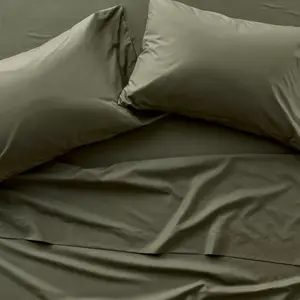 Queen 400 Thread Count Percale Sheet Set Olive Green - Casaluna