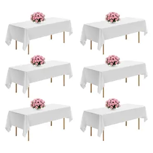 【DealsForYouDays】VEVOR White Tablecloths for Rectangle Tables, 6 Pack, 60 x 102 Inches, Reusable and Machine Washable Table Clothes, Wrinkle-Resistant Polyester Fabric Table Covers for Wedding, Party, Banquet