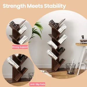 Tree Bookshelf, 9-Tier Bookcase, Large Bookshelf, Corner Shelf, Book Tree, for Bedroom, Living Room, Home Office