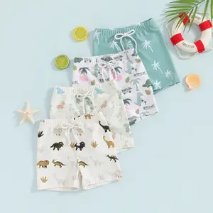 Toddler Baby Boy Swim Trunks Dinosaur Elastic Waist Swim Shorts Quick Dry Beach Board Shorts Bathing Suit Swimwear