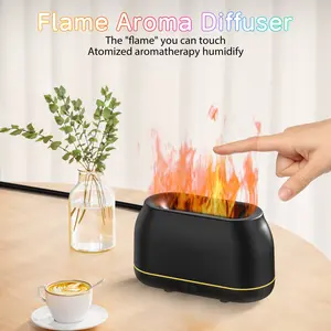 Indoor flame aromatherapy diffuser, air freshener, with multiple color-changing flames