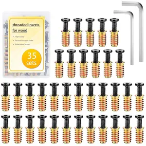 35 Sets 1/4-20 Threaded Inserts for  - 19/32" Length Heavy Duty Inserts with Hex Key (Includes 35 count 1/4-20 x 3/4" Mounting Screws and 2 count Hex Key)
