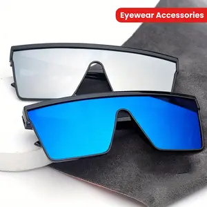 2 Pairs Resin Punk Look Glasses, Retro Design, Stylish Oversized Frames with Connected Lenses