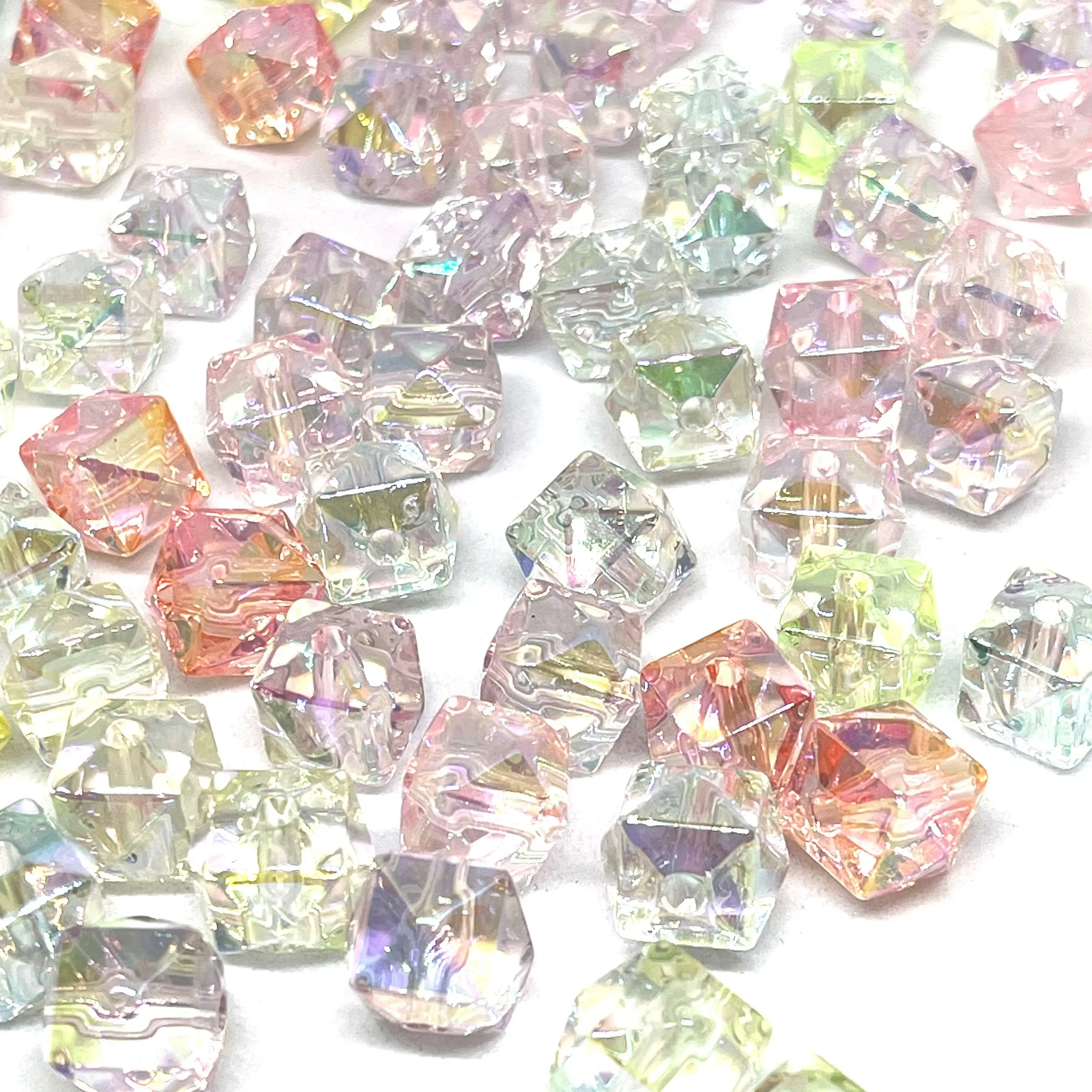 14 mm Hexagon Multiple Color Spacer Beads SP112 | Jewelry Making | UV Effect Faceted Cube