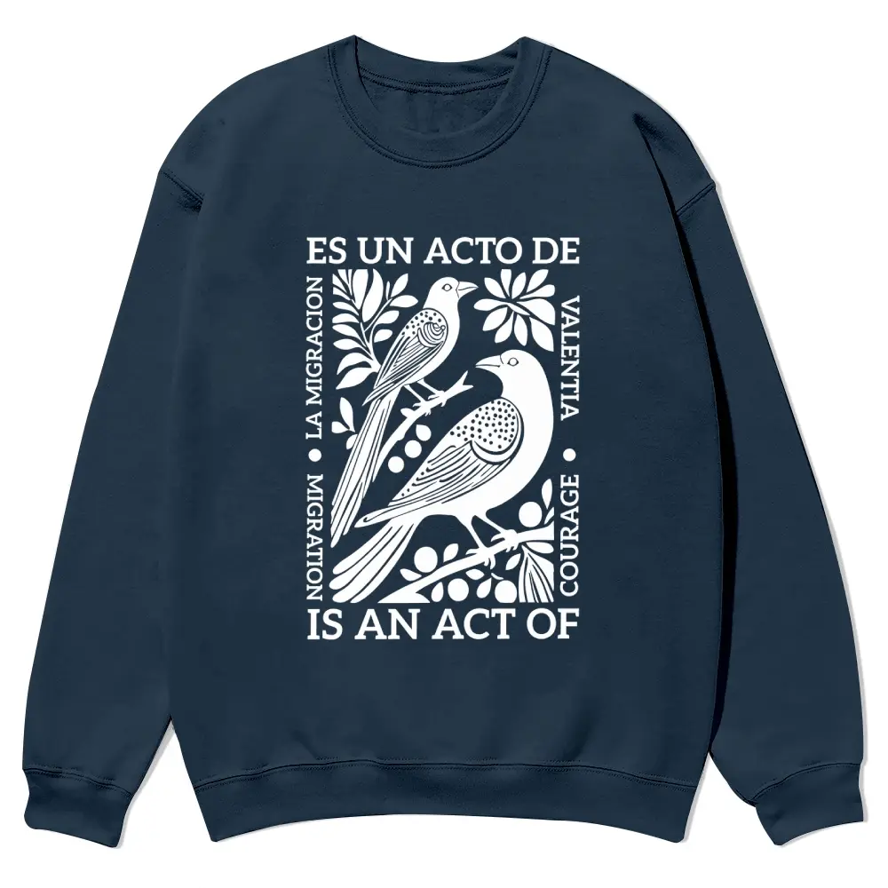 Unisex Immigrant "This is a brave act" Crewneck Sports Top - Stretch Fabric Garment, Full-Color Fall Sweatshirt, Fun Cozy Patterned Sweater for Men and Women, Personalized, Menswear, Stylish, Sleeve, Long, Hoodie