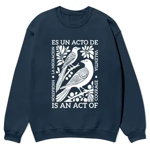 Immigrant ”This is a brave act“ crewnecks for men and women, full color fall sweatshirts, fun and cozy patterned sweaters, unisex fall clothing