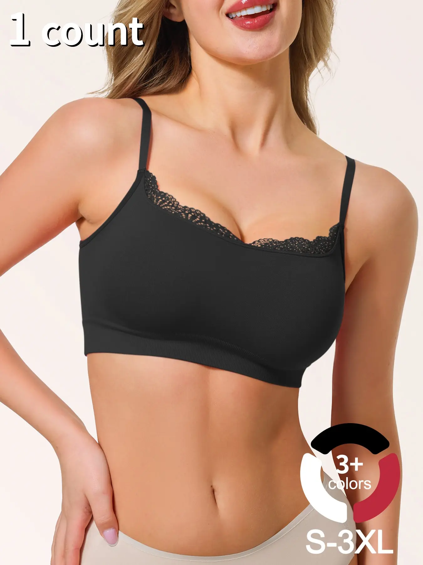 Women's Wireless Lace Bralette, Sexy Casual Bra Seamless Full Coverage Balconette All Seasons Lingerie Underwear