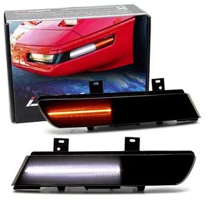 iJDMTOY Black-Out Smoked Lens Amber Sequential Blink/White Full LED Parking Side Marker Lamp Kit For Chevrolet 1991-1996 C4 Corvette