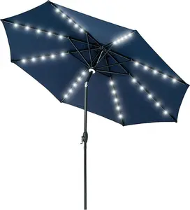 Gaomon 15 Ft Solar Patio Umbrella, Double-Sided Extra Large Outdoor Market Table Umbrella with 48 LED Lights, Crank Handle, 12 Sturdy Ribs for Poolside, Garden & Backyard porch big lawn sombrilla para oversized cantilever de doublesided foot retractable