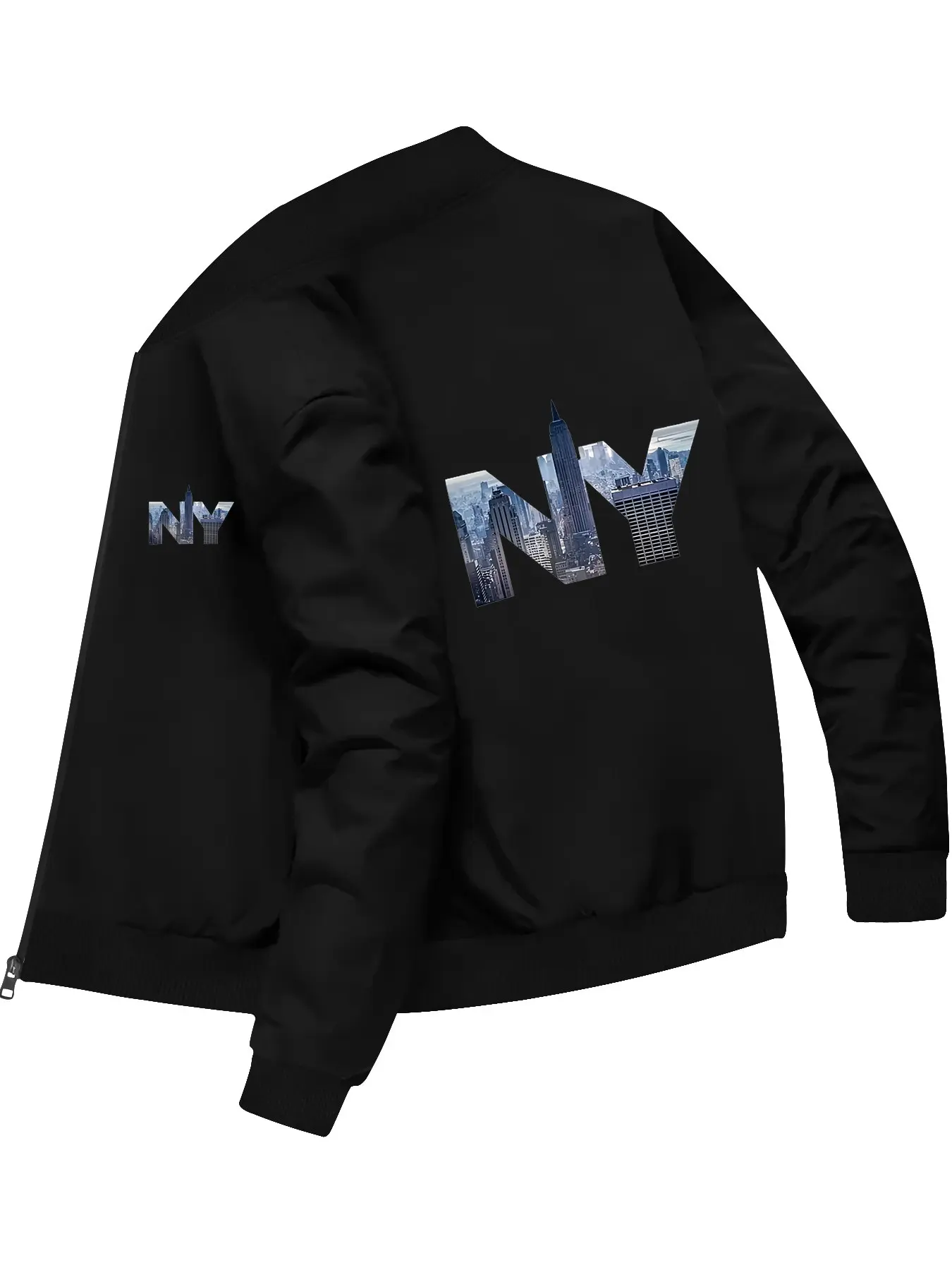 Trendy Fashion Men's New York City Skyline Printed Baseball Jacket for Daily Wear and Casual Outings
