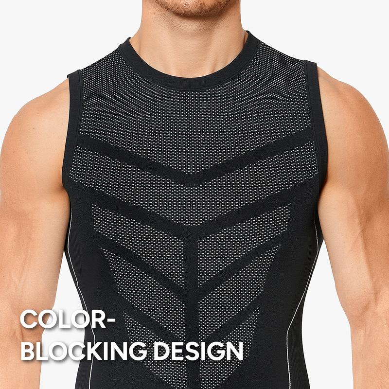 Nebility Mens Seamless Compression Tank Top, Quick-Dry Breathable High-Stretch Athletic Shapewear with Targeted Support for Training & Workouts, Menswear
