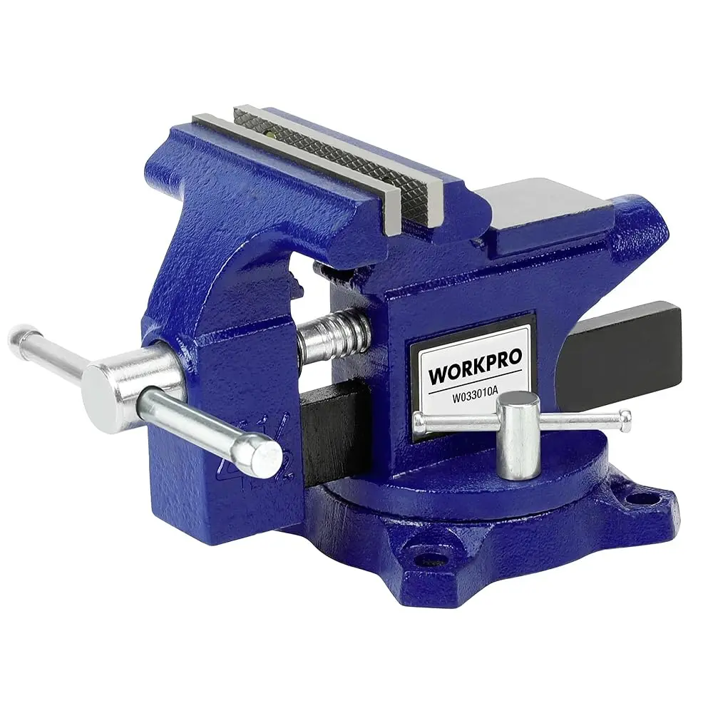 #fathersdaygift WORKPRO Bench Vise, 4-1/2" Vice for Workbench, Utility Combination Pipe Home Vise, Swivel Base Bench for Woodworking