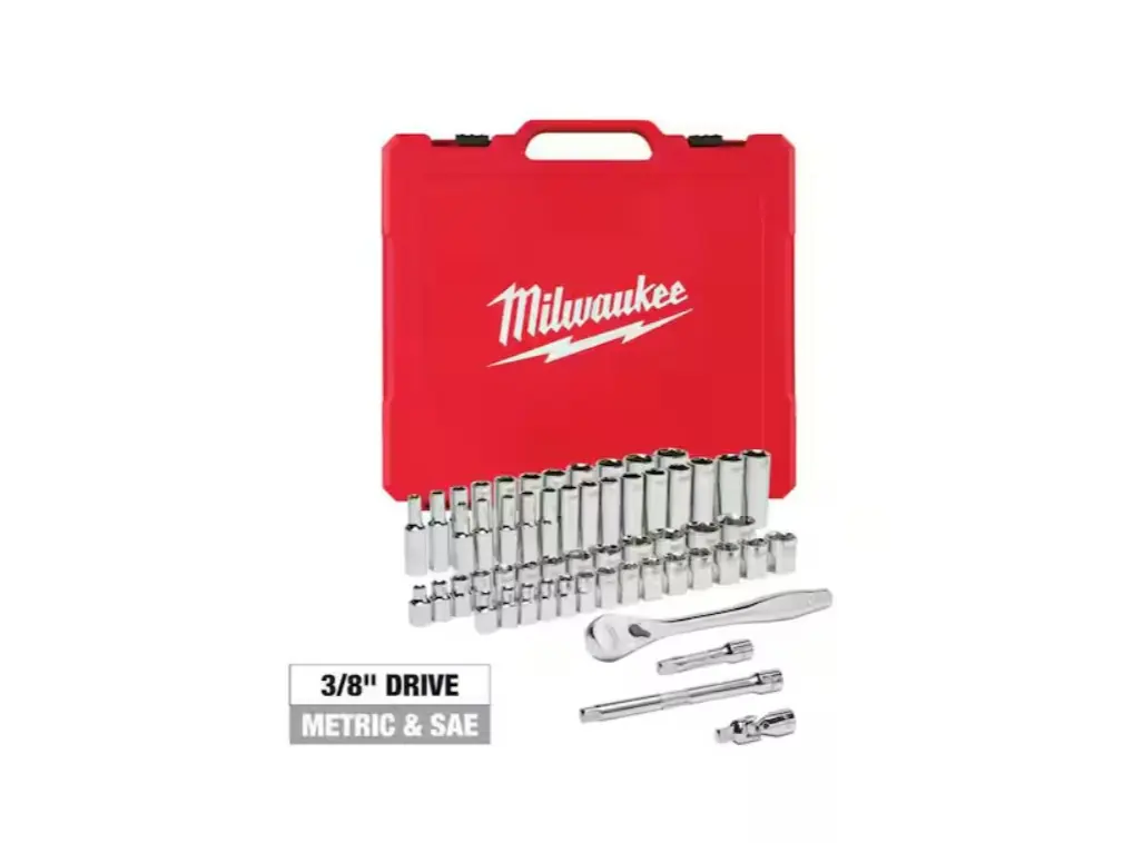 48-22-9008 200 Milwaukee 3/8 in. Drive SAE/Metric Ratchet and Socket Mechanics Tool Set (56-Piece)