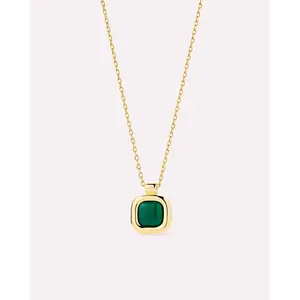 Gold Pendant - Clara Pendant Green Onyx