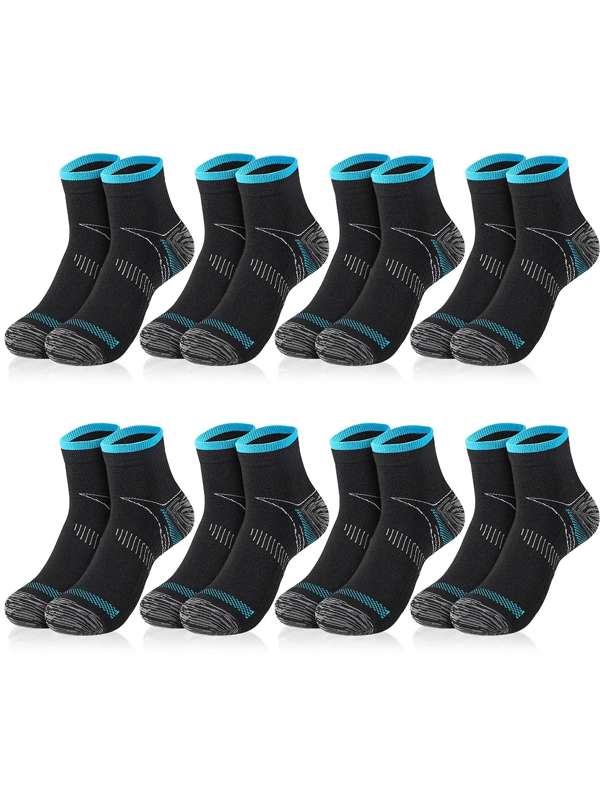 Men & Women's 8-Pair Low Cut Ankle Compression Active Socks, Breathable Ankle Support Socks for Running & Daily Wear, Workout Socks, Sports Socks Set