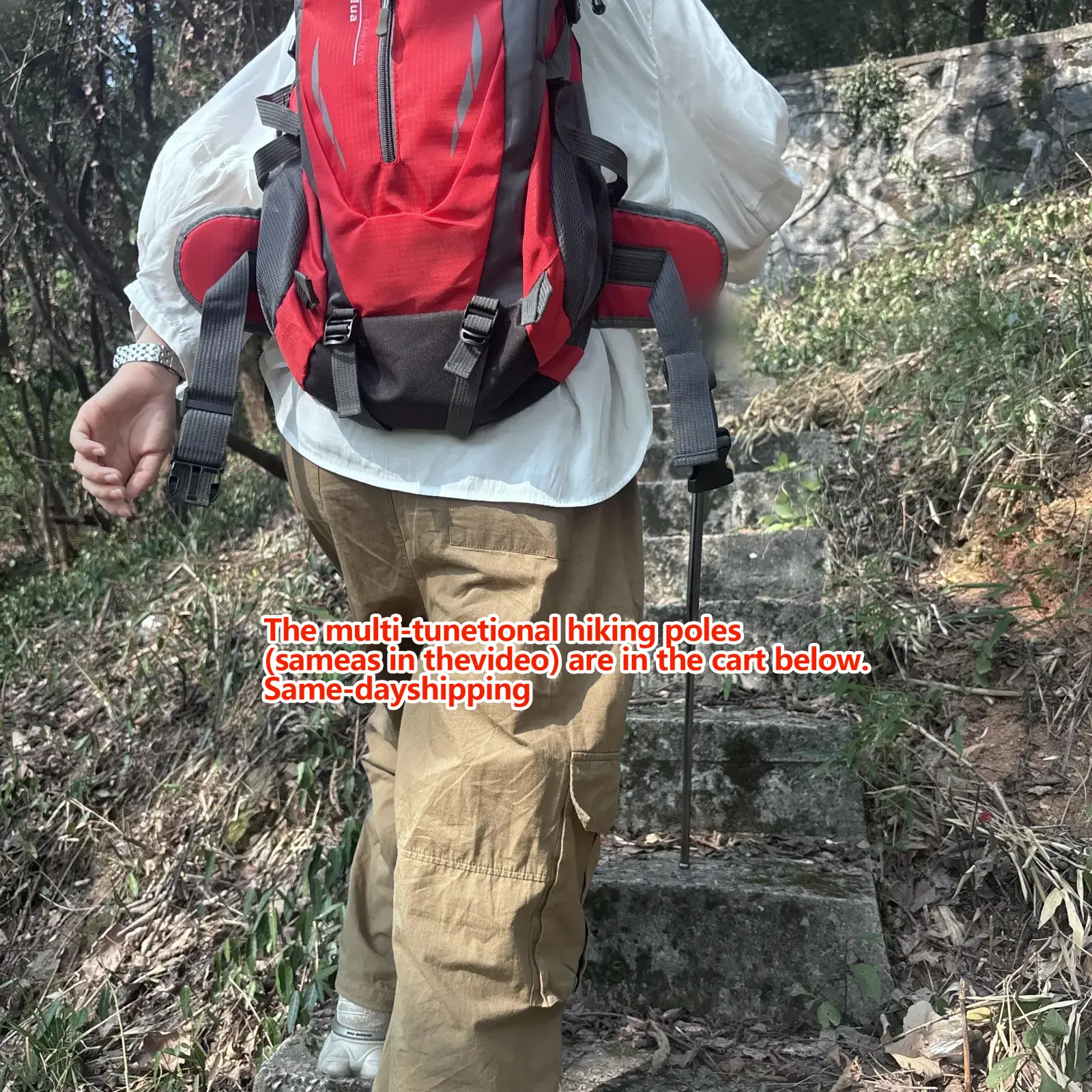 Single Trekking Pole, 37 Inch Collapsible Pure Aluminum Staff for Hiking and Camping, Durable & Retractable Design for Travelers, Collapsible Staff Hiking Sticks, Pure Aluminum Hiking Sticks