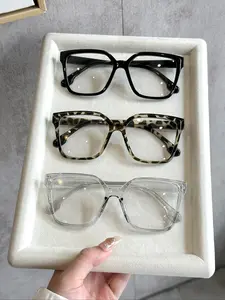 Unisex Large Frame Plastic Eyeglasses, Fashionable Frames Glasses, Casual Fashion Non-Prescription Glasses for Daily Use, TV Watching & Office Work