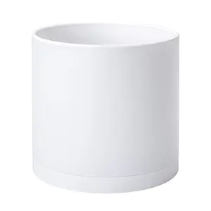 12 Inch Plastic Planter Pots for  Pot with Drainage Hole and Seamless Saucers, White Color, 74-X-A-3