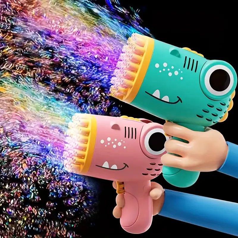 40-Hole Plastic Dinosaur Bubble Gun - Handheld Gatling Bubble Machine Toy, No Battery Needed, Ideal for Outdoor Play, Kids' Party Gifts