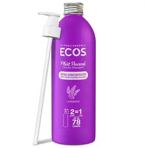 ECOS Ultra Concentrated Liquid Laundry Detergent, Sustainable Aluminum Bottle, Up to 78 Washer Loads - Hypoallergenic Laundry Soap - High Efficiency & Standard Machine Washing - Lavender, 16 Fl Oz