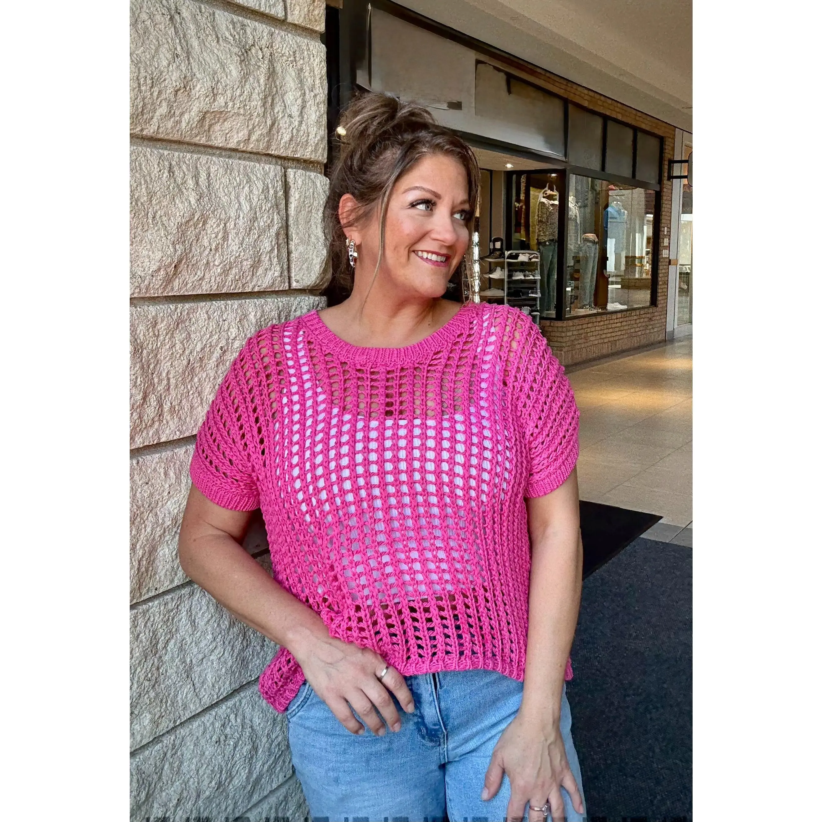 Sienna Shore Crochet Short Sleeve Sweater