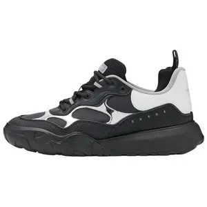 Alexander McQueen Men's Court Leather Lace-Up Low-Top Casual Shoes in Black Trending Shoes, House White Official Shoes to Get / Maison Mihara Verifiable, with credentials and supporting global authentication