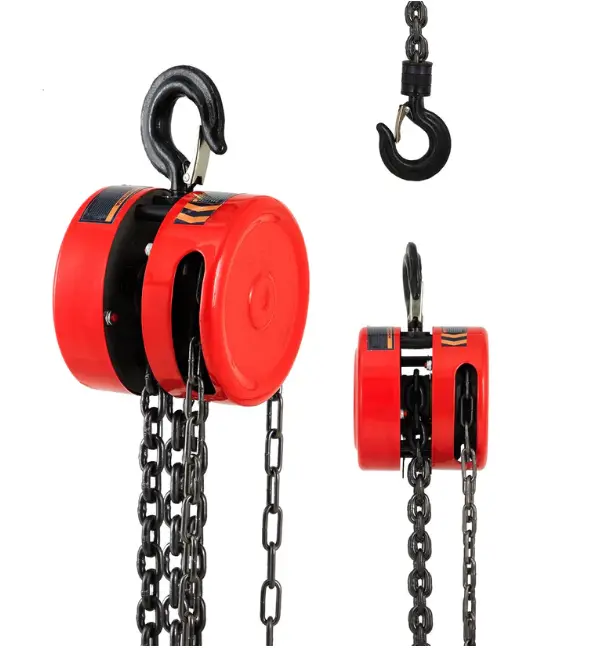 1 Ton 2200 lb G70 Manual Chain Hoist, 20' lift height, for Garage, Workshop, Factory & Warehouse, Red
