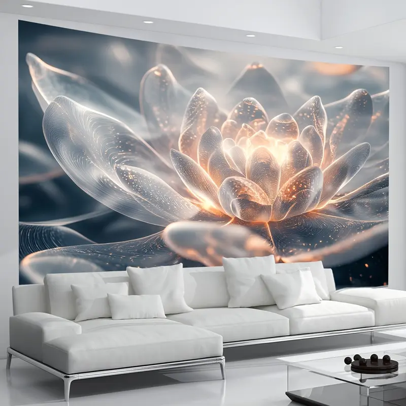 1 Elegant Glowing for Lotus Flower Tapestry - Luxurious Polyester Wall Hanging with Ethereal Lighting, Perfect for Living Room, Bedroom, Office, Party Decor - No Power Needed, Feather-Free, Zen Home Decor