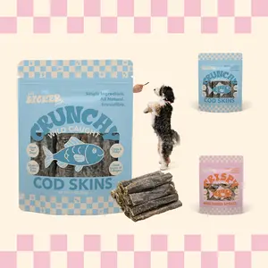 THE LICKER STORE Gluten and Grain-Free Omega-3 Single Ingredient Crunchy Dried Cod Skin for Dogs, 3oz Bag