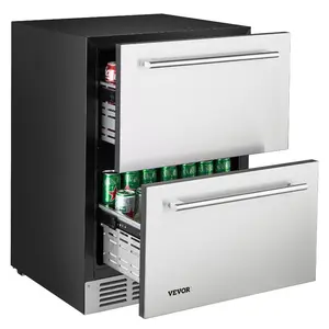 VEVOR 24 Inch Under Counter Drawer Refrigerator, Stainless Steel Dual Drawer Fridge with Temperature Control, Outdoor Refrigerator with Powerful Compressor LED Display, Fit for Home, Office, etc.VEVOR Super Brand Day
