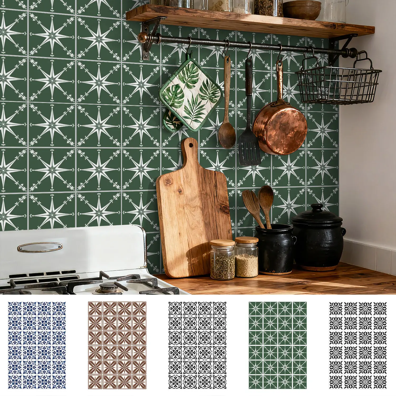 Boho Moroccan Tile Stickers 20x20cm, Waterproof Self Adhesive Wall Decals, Easy to Apply, Perfect for Home Decor