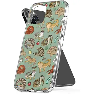 Phone Case Reptile Cover Pets Accessories Pattern TPU Green Shockproof Compatible with iPhone SE 7 8 X XR 11 12 13 14 15 16 Plus Mini Pro Max Samsung Galaxy Note S9 S10 S20 S21 Ultra Plus Smartphone Protective