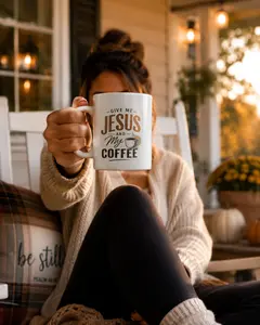 ☕✝️ Give Me Jesus and My Coffee Mug | Christian Coffee Mug | Faith-Based Coffee Cup | Religious Gift for Coffee Lovers | Inspirational Ceramic Mug