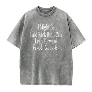Unisex Crew Neck T-shirt, with Bold Cursive Prints Of White Text On The Front: "I Might, " "Leisurely But I Can, " "Lean Forward Quickly, " And "Really Fast."
