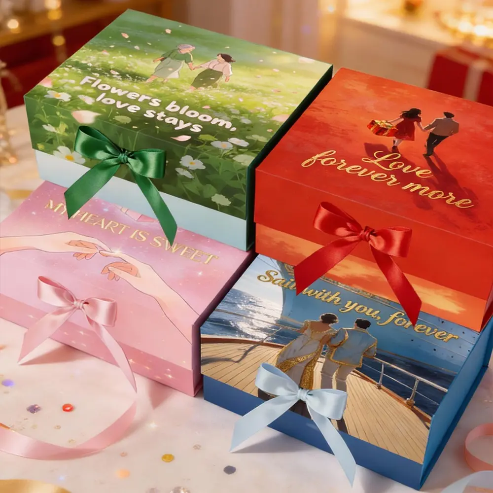 5-Piece Wedding Anniversary Folding Gift Box Set, High-End Design for Wife Girlfriend, Versatile Options for Various Occasions, Themed Gift Box
