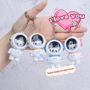 Can Talk“iloveyou”Cute Astronaut Keychain with Sunset Light Kawaii Cool Key Chain Holder Fun Space Charms Keychains for Backpacks Hearts