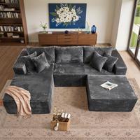 Grey Left Chaise With Ottoman